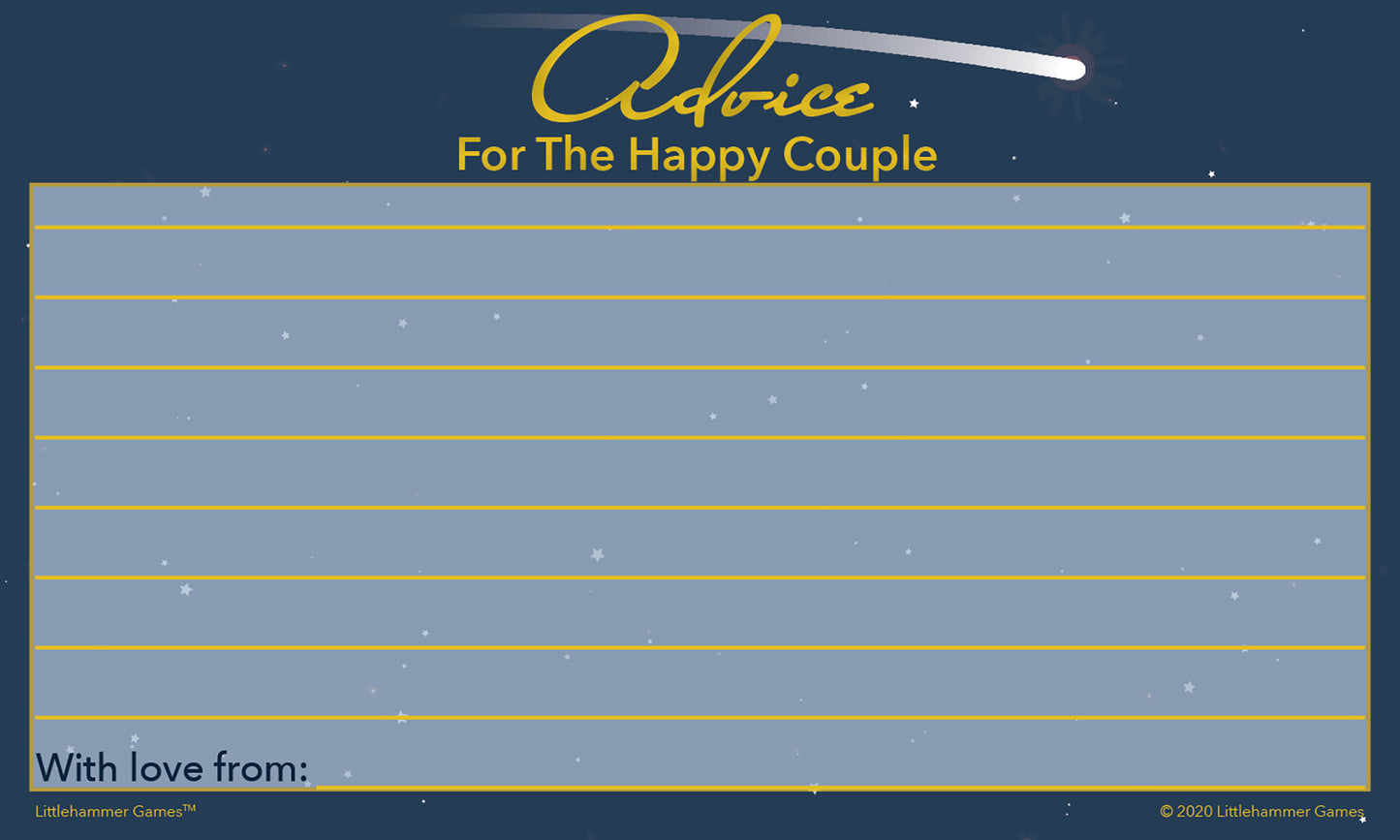 Celestial-themed Advice for the Happy Couple cards