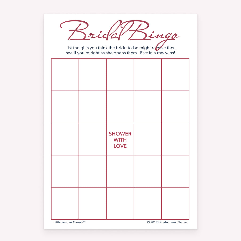 Rose gold design bridal shower printable Bridal Gift Bingo card