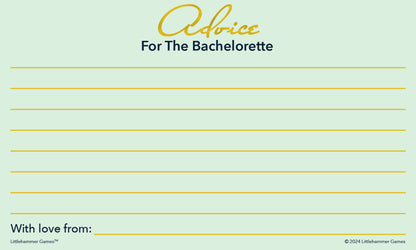 Printable mint and gold bachelorette bash advice card for the bride-to-be