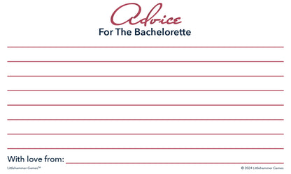 Rose gold Advice for the Bachelorette card with decorative background and lines