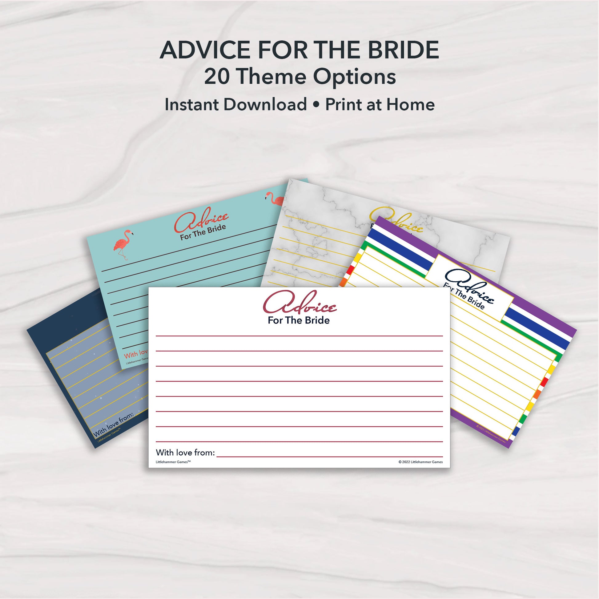 Advice for the Bride printable bridal shower advice cards collage with multiple designs