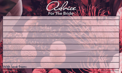 Floral wedding shower advice card with lined space for messages to the bride