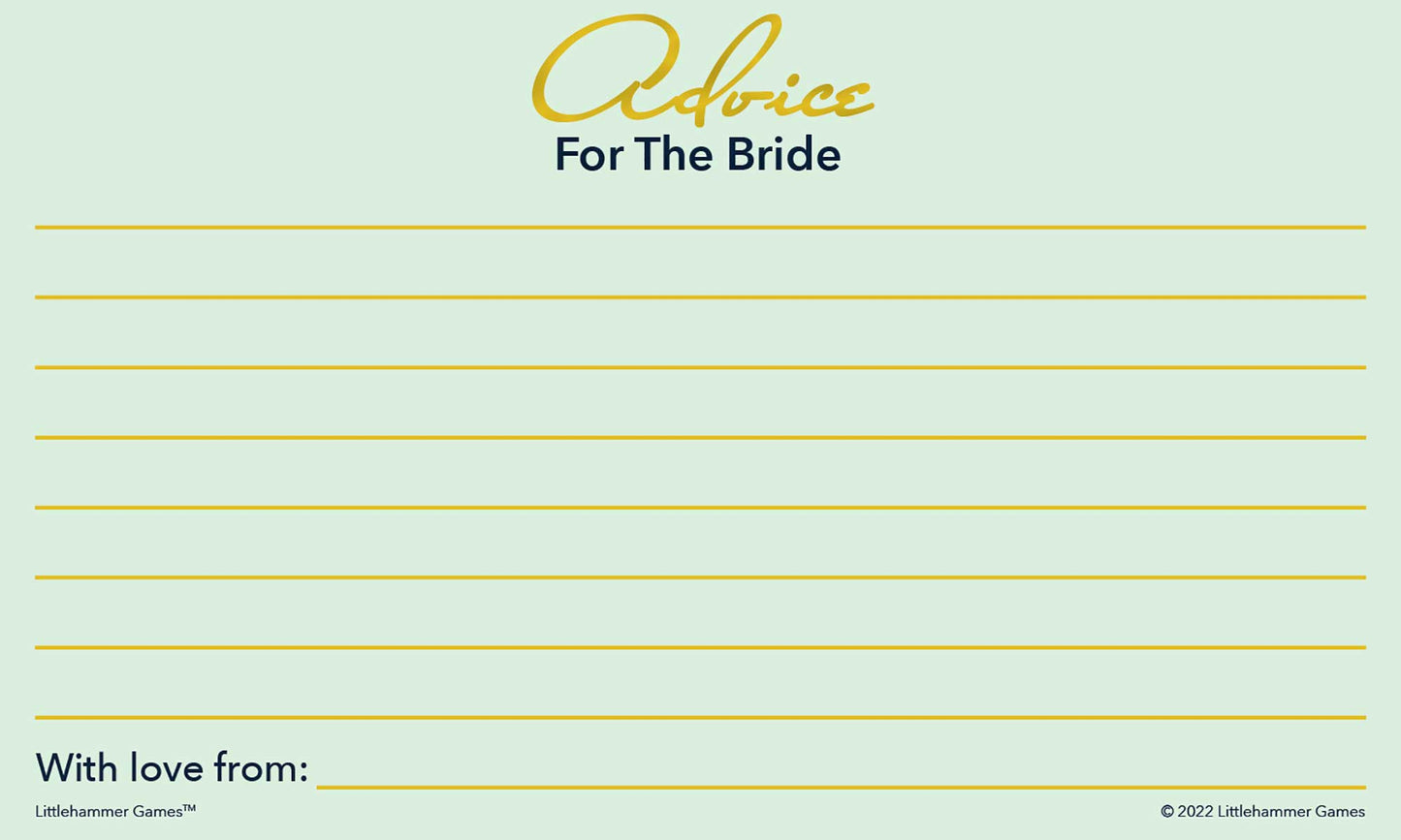 Mint and gold Advice for the Bride card with decorative background and message lines