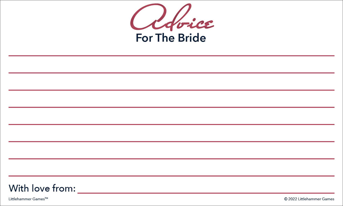 Printable rose gold bridal shower advice card for bride-to-be keepsakes