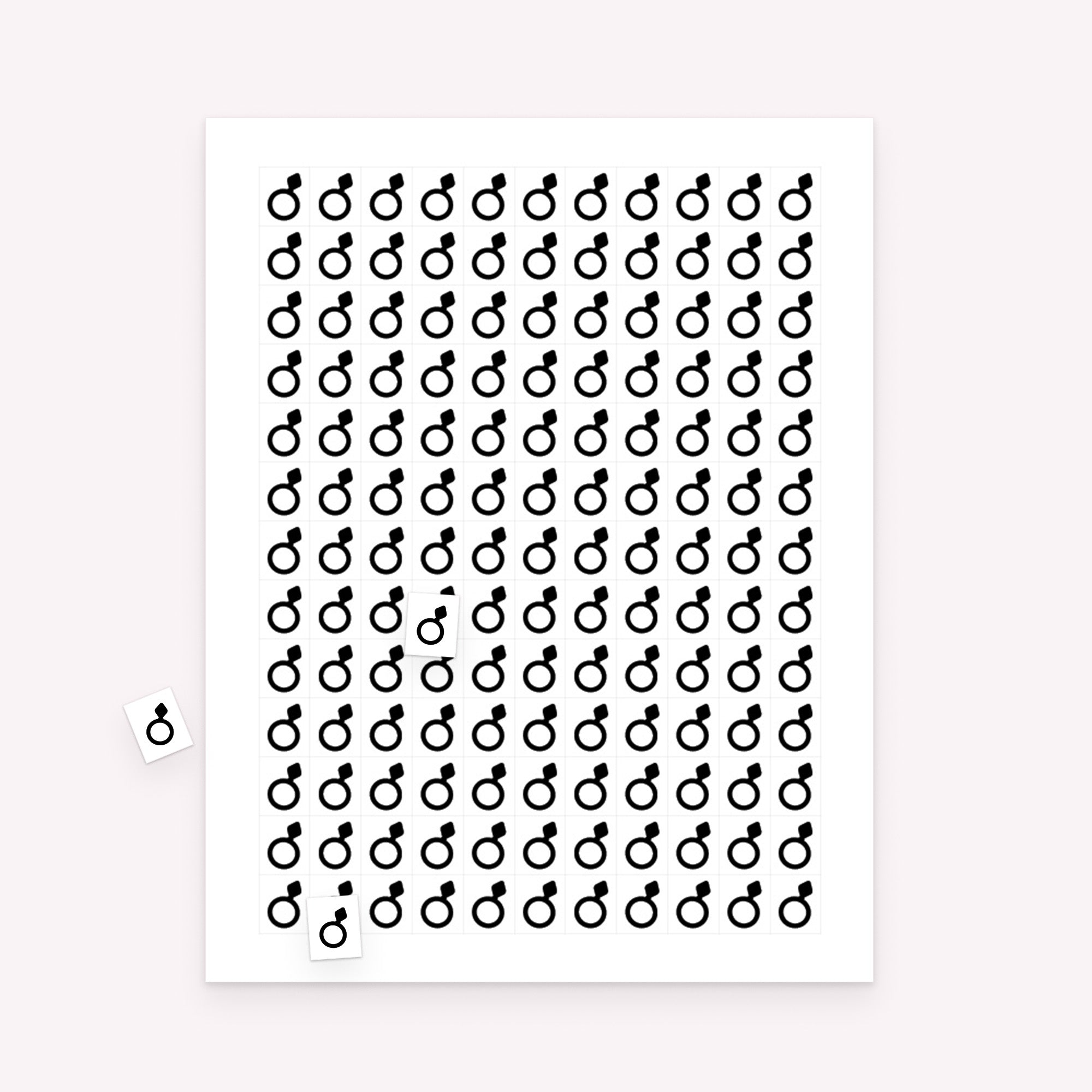 Printable bridal shower bingo markers sheet with rectangular markers and scattered pieces for marking game cards