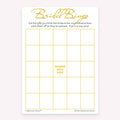Gold and white printable bridal shower game card for Bridal Gift Bingo