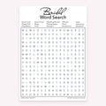 Black and white printable bridal shower game card for Bridal Word Search