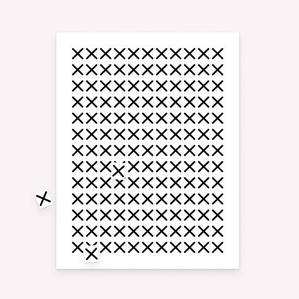 Printable custom bingo markers sheet with rectangular markers and scattered pieces for playing
