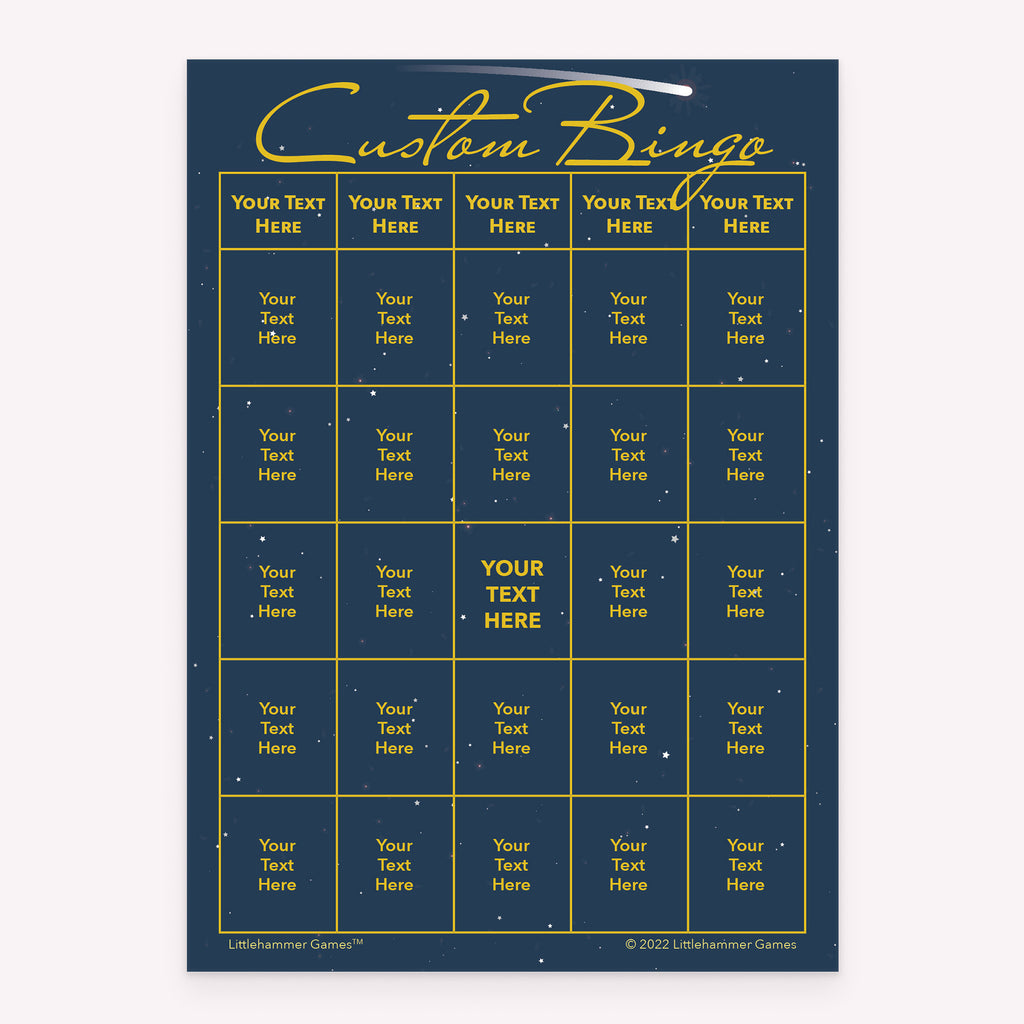 Celestial custom bingo template printable card design