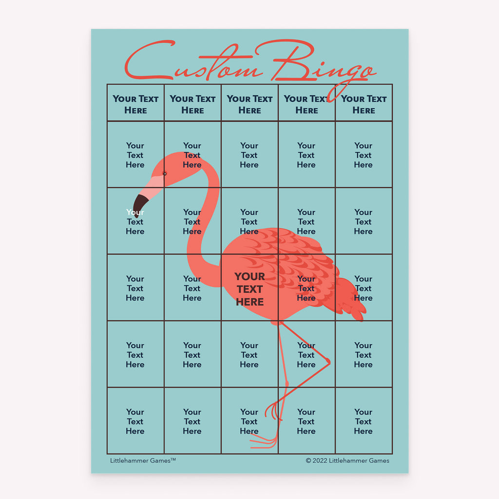Flamingo custom bingo card printable template
