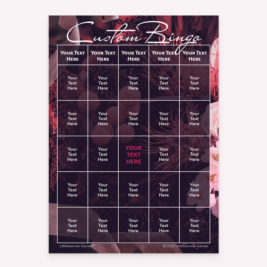 Floral customizable bingo card printable game