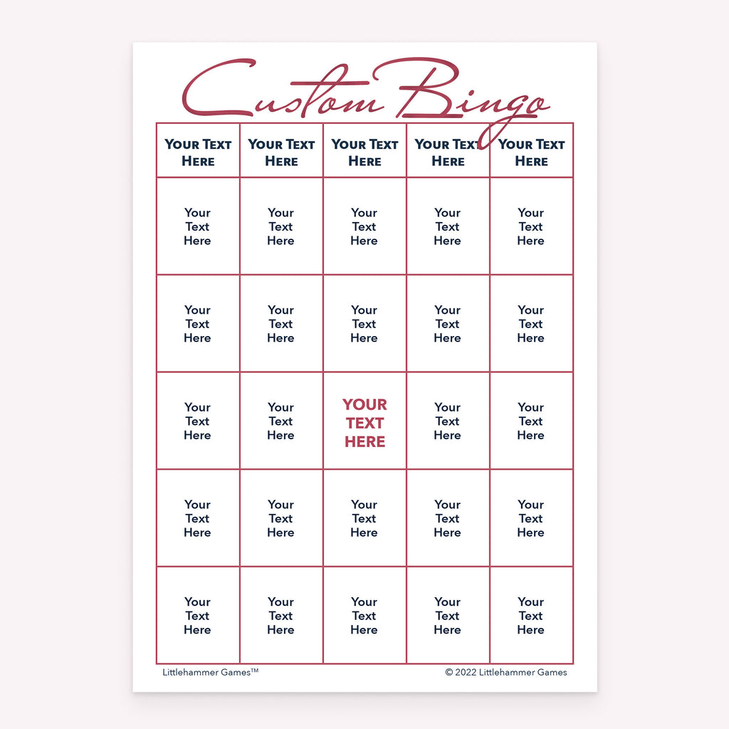 Rose gold custom bingo card printable template