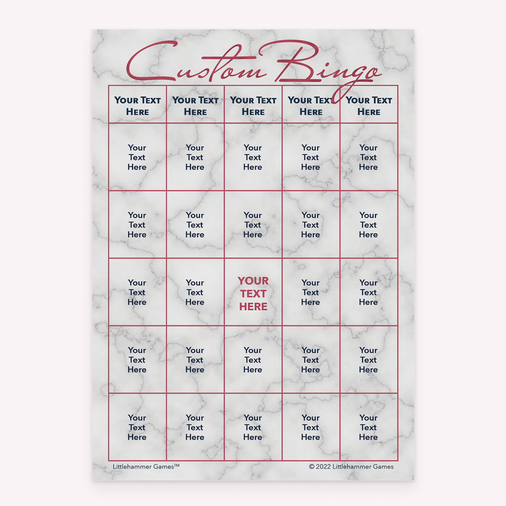 Rose gold marble customizable bingo card printable game