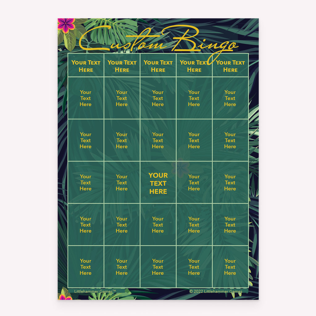 Tropical personalized bingo card printable