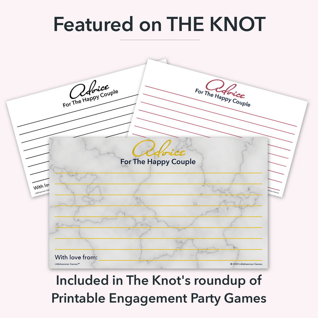 Advice for the Happy Couple printable engagement party game featured on The Knot
