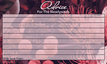 Dark floral Advice for the Newlyweds card with guest writing lines
