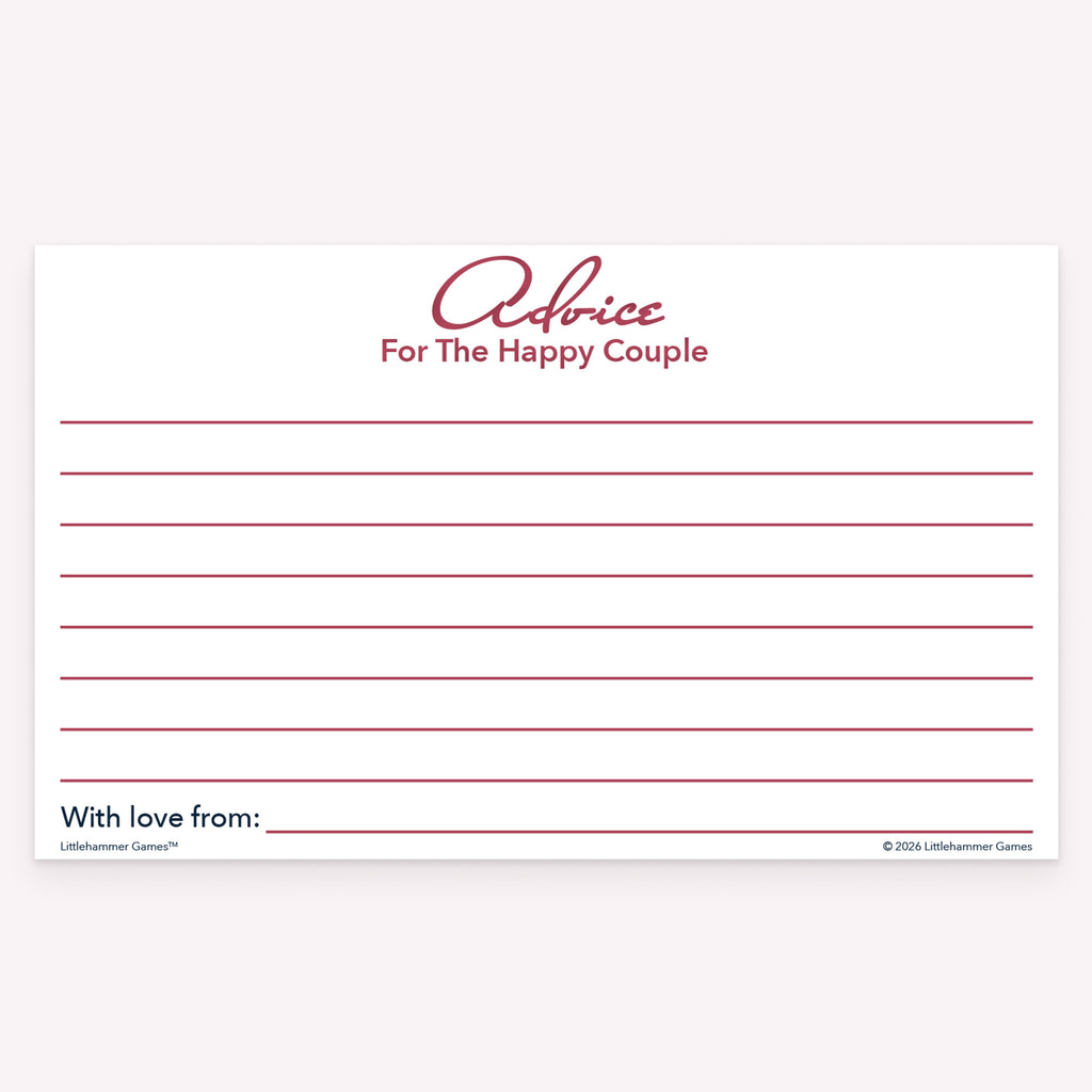 Printable rose gold wedding card for advice and well wishes