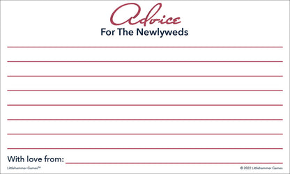 Rose gold wedding reception advice card with blank lined area