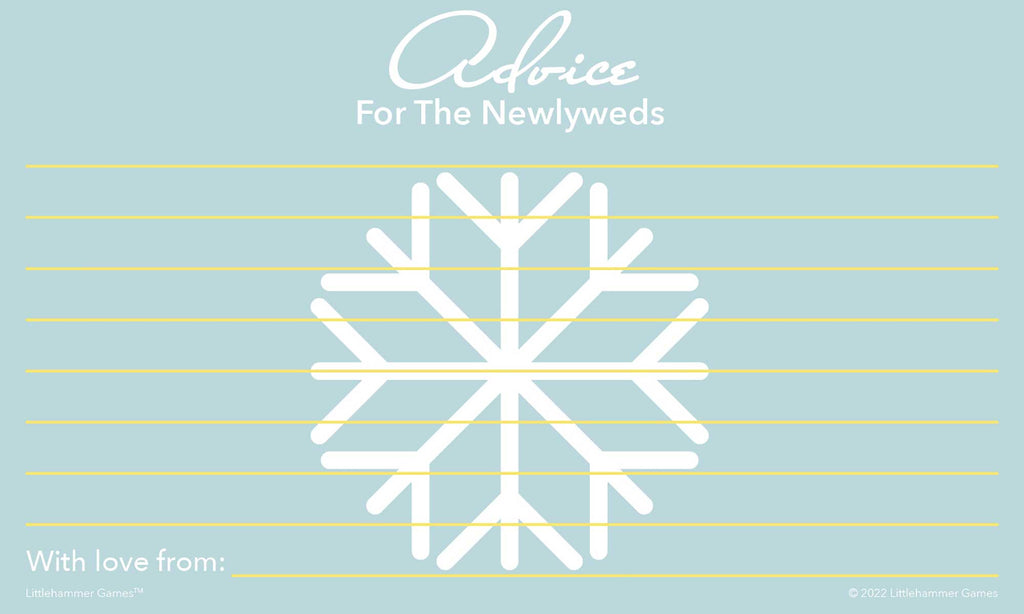 Printable snowflake Advice for the Newlyweds wedding keepsake card
