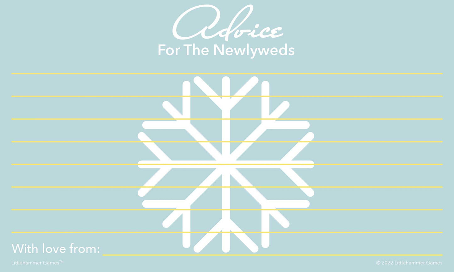 Printable snowflake Advice for the Newlyweds wedding keepsake card