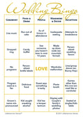 Wedding printable 2 Grooms Wedding Bingo card featuring gold and white design