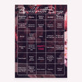 Purple floral-themed Bachelorette Bingo printable bachelorette party game card