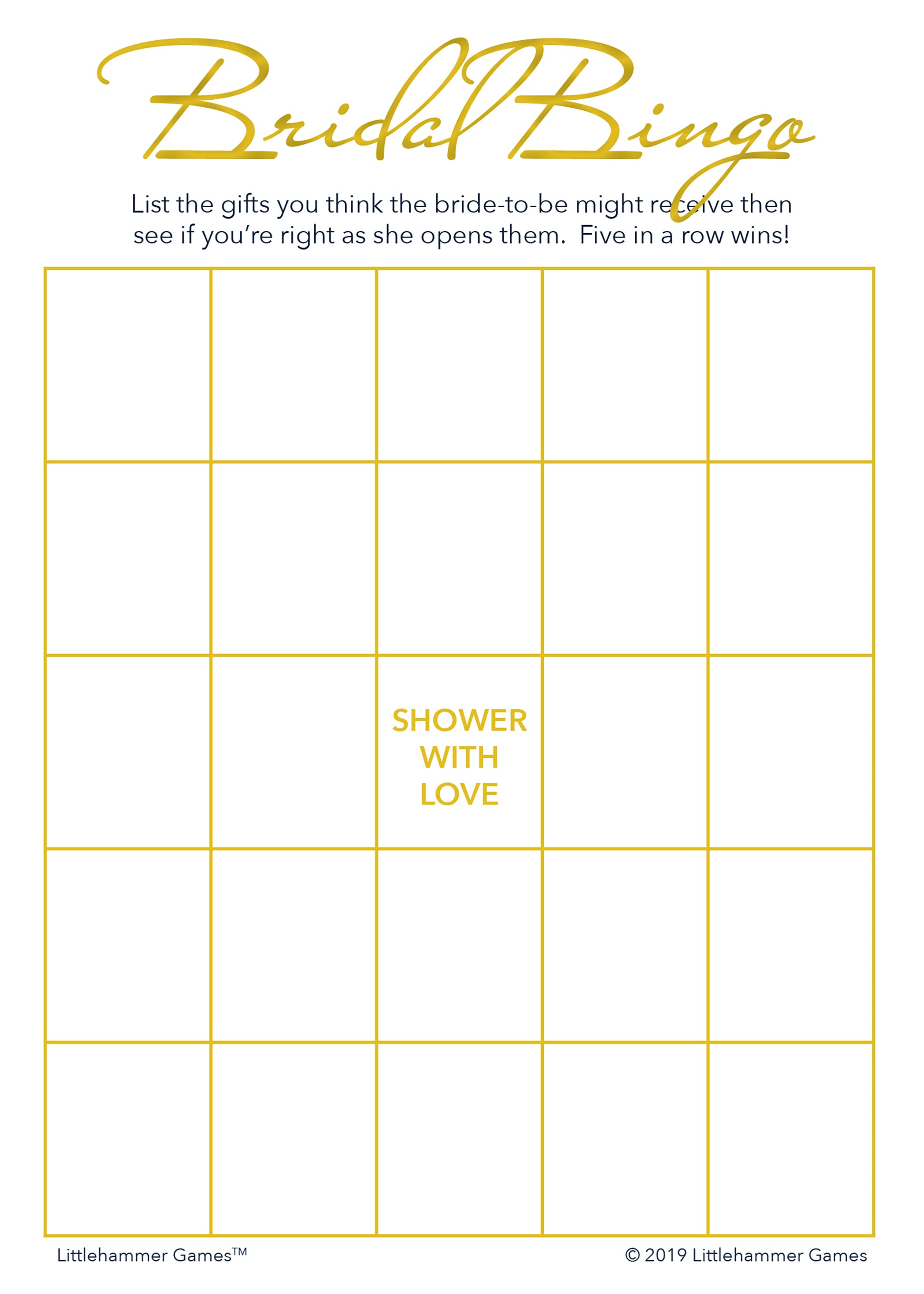 bridal-gift-bingo-gold-printable-game-cards-littlehammer-games for Bridal Shower Gift List Printable Free Bridal Gift Bingo - Gold Printable Game Cards – Littlehammer Games for Bridal Shower Gift List Printable Free