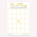 Gold and white printable bridal shower game card for Bridal Gift Bingo