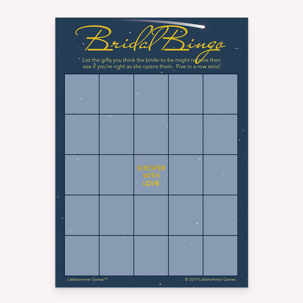 Celestial-themed Bridal Gift Bingo game card