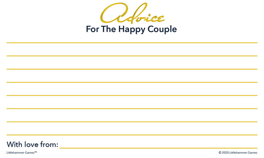 Gold and white Advice for the Happy Couple cards