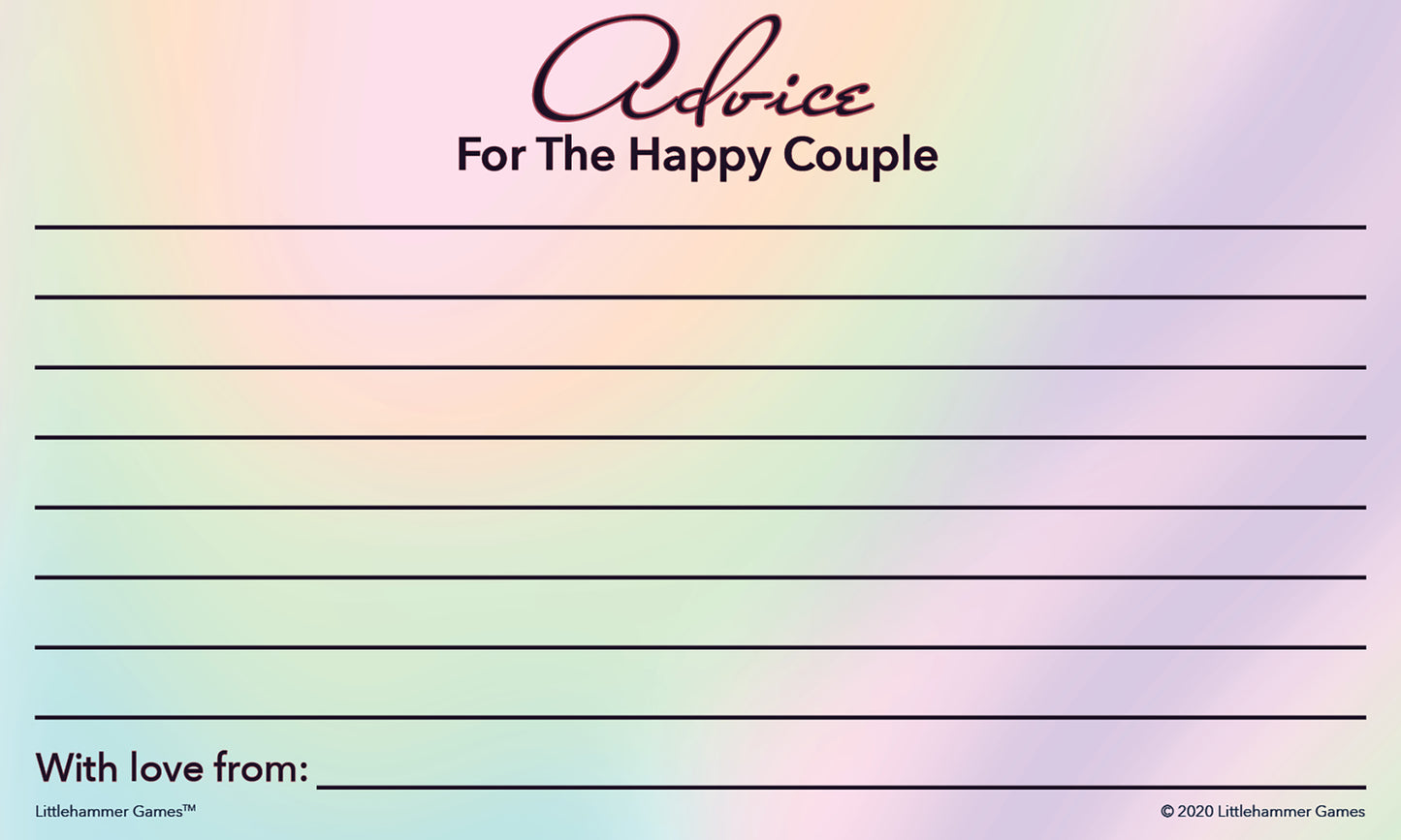 Hologram-themed Advice for the Happy Couple cards