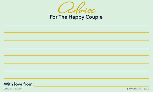 Mint and gold Advice for the Happy Couple cards