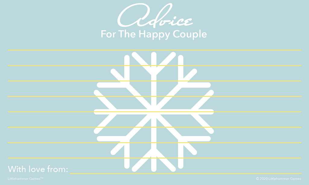 Snowflake-themed Advice for the Happy Couple cards