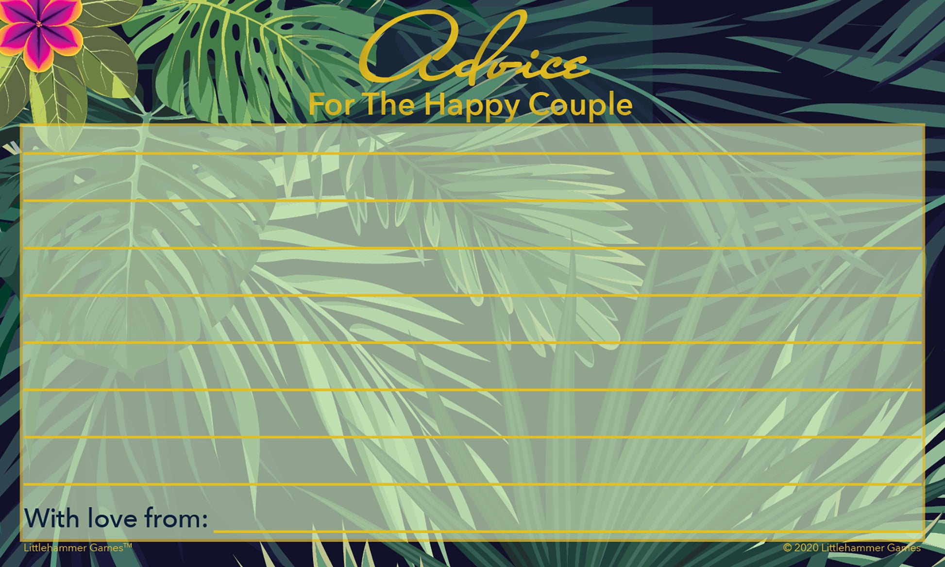 Tropical-themed Advice for the Happy Couple cards