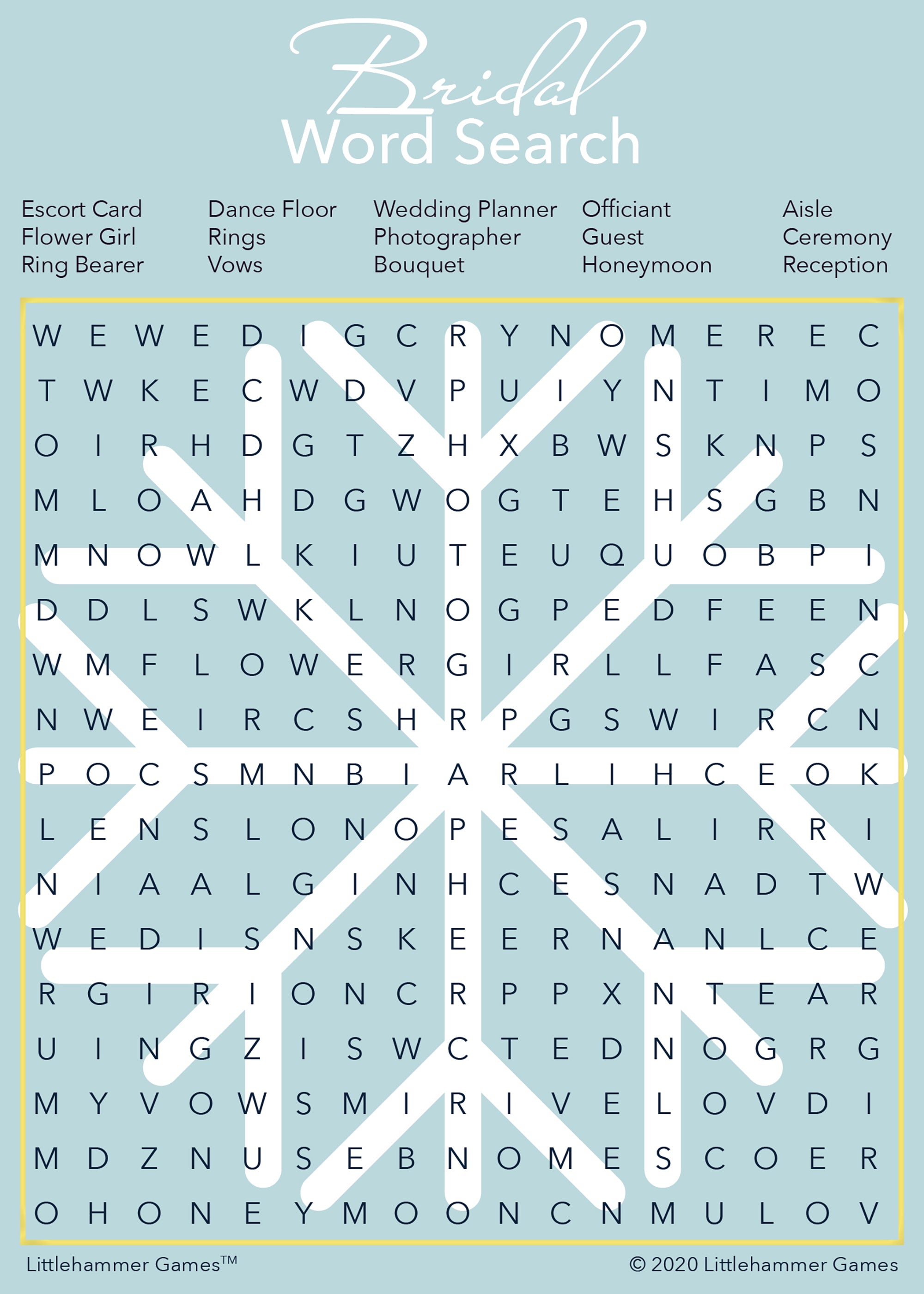 Bridal Word Search – Littlehammer Games