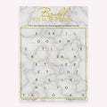 Gold and marble printable bridal shower game card for Bridal Fill in the Blank