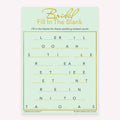Printable bridal shower Bridal Fill in the Blank card in mint and gold theme