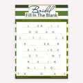 Bridal Fill in the Blank printable bridal shower activity in green-striped style