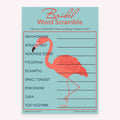 Flamingo theme Bridal Word Scramble bridal shower printable card
