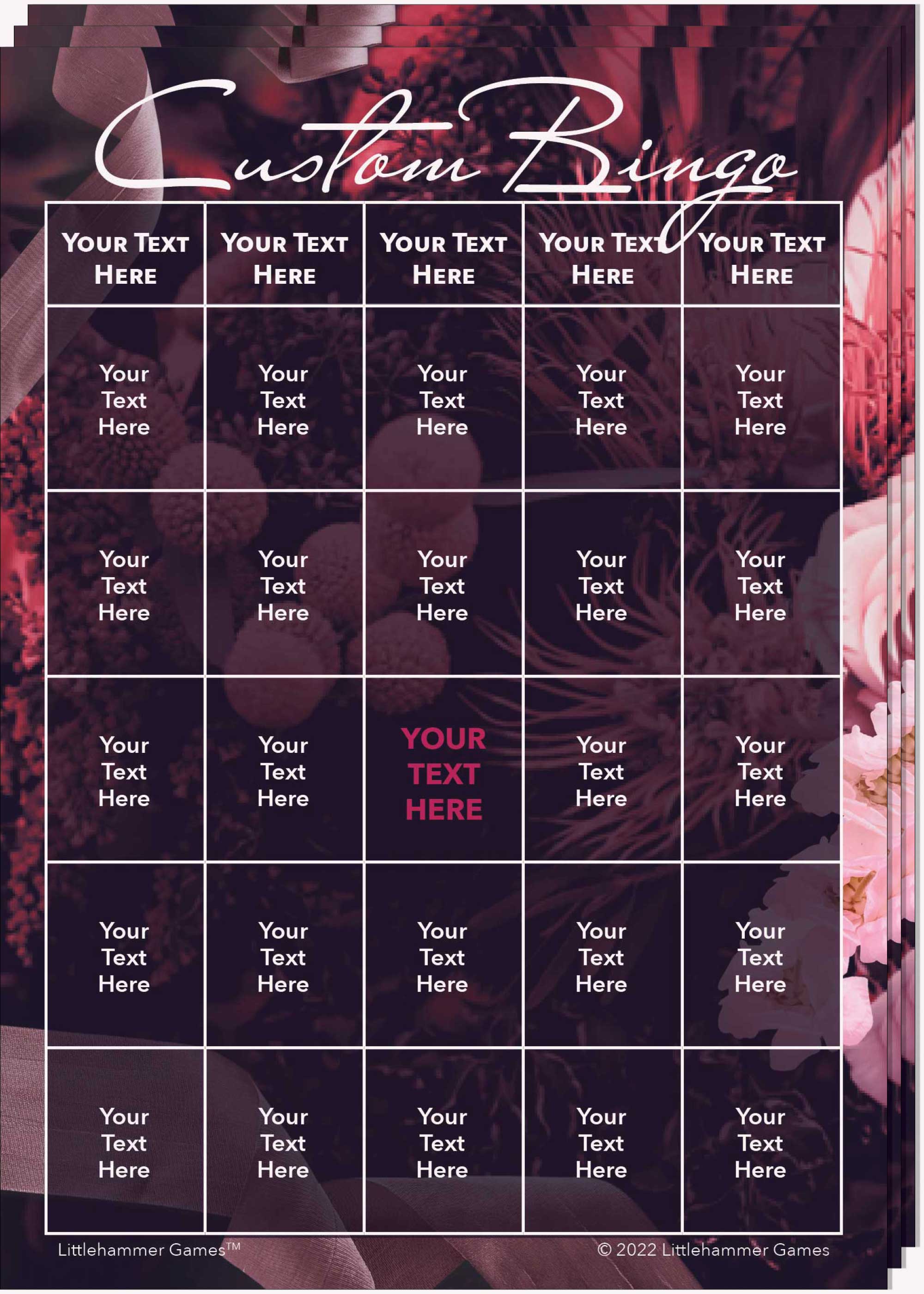 Custom Bingo Set - Dark Floral Printable Game Cards – Littlehammer Games