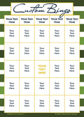 Custom Bingo game card on a green-striped background