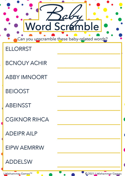 Instant Download Donut Baby Word Scramble Baby Shower Game-BS019