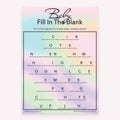 Baby shower printable Baby Fill in the Blank card featuring pastel hologram design