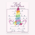 Baby Fill in the Blank printable baby shower activity in unicorn style
