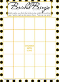 Black and gold polka dot Bridal Gift Bingo game card
