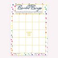 Rainbow polka dot Bridal Gift Bingo game card