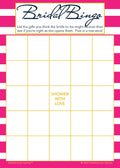 Pink-striped Bridal Gift Bingo game card