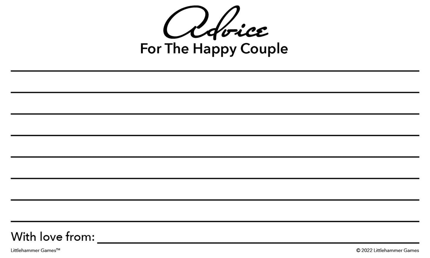 Black and white Advice for the Happy Couple cards