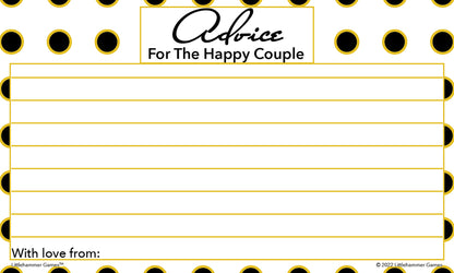 Black and gold polka dot Advice for the Happy Couple cards