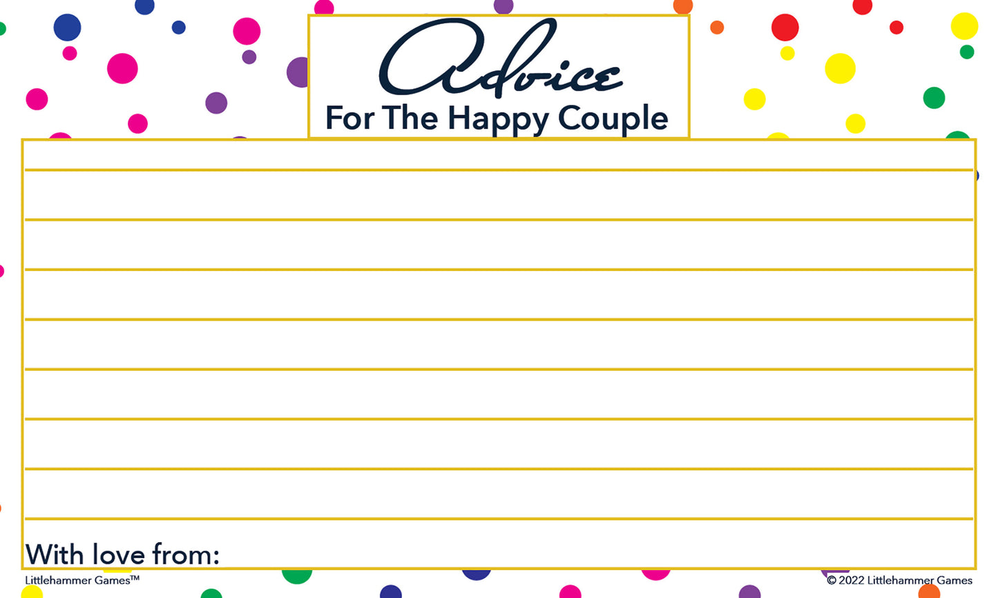 Rainbow polka dot Advice for the Happy Couple cards